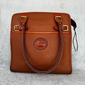 90s VINTAGE Dooney & Bourke Clean AWL Zip Top Satchel British Tan – MADE IN USA